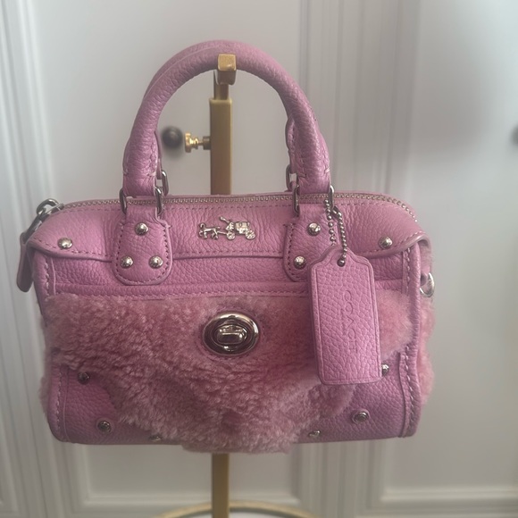 Coach | Bags | Coach Mini Pink Shearling Rhyder Satchel | Poshmark